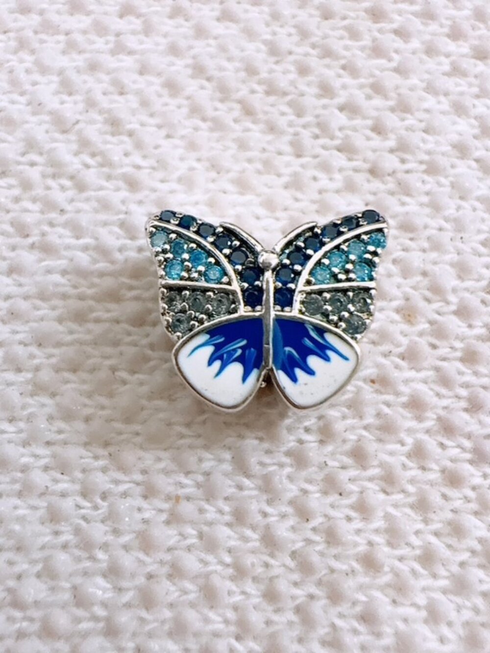 Sparkling Blue Butterfly Silver Charm Bead For Pandora Bracelet